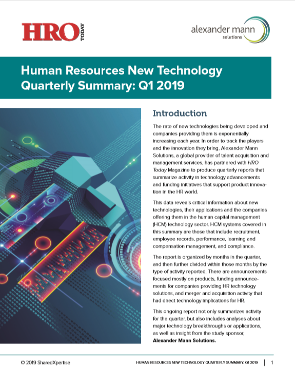 Human Resources New Technology Quarterly Summary: Q1 2019