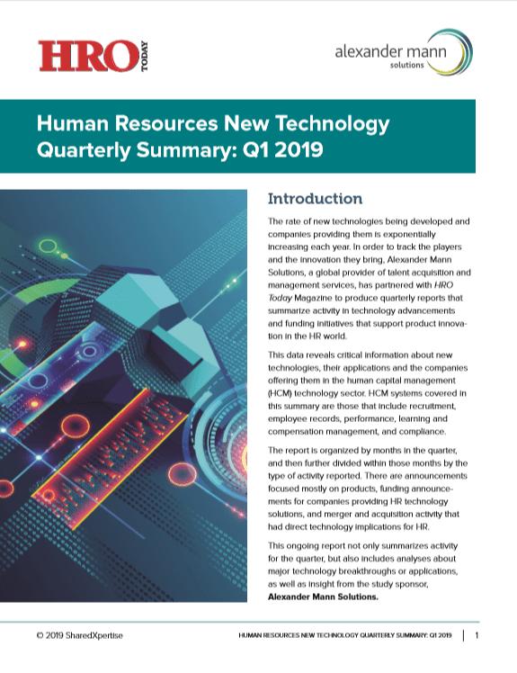 Human Resources New Technology Quarterly Summary: Q1 2019